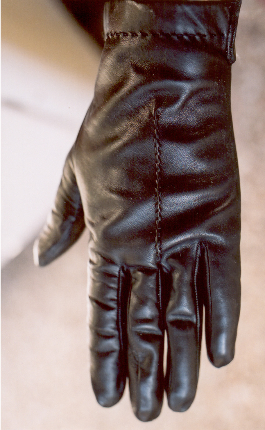 Image*After textures glove black leather top finger hand fingers