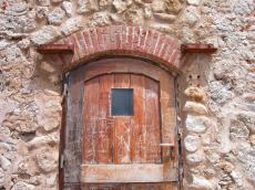 door wood wall rocks bricks windows