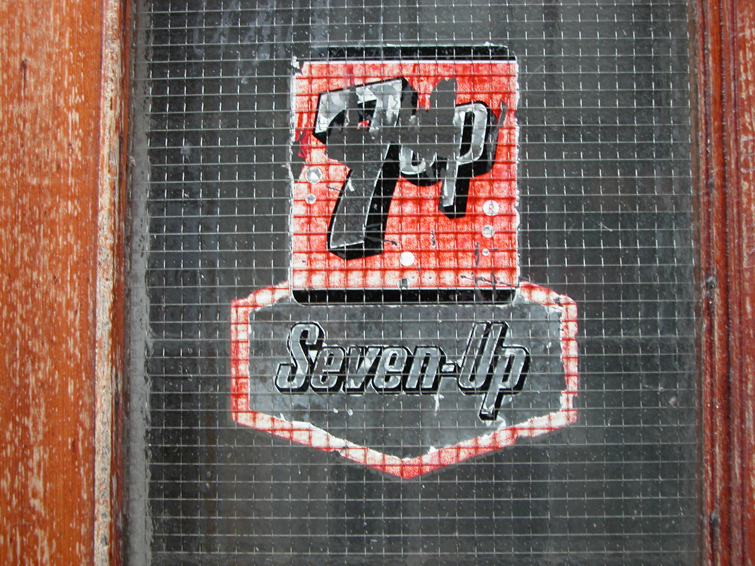 scripts 7up brand logo sticker typography number 7 glass weathered