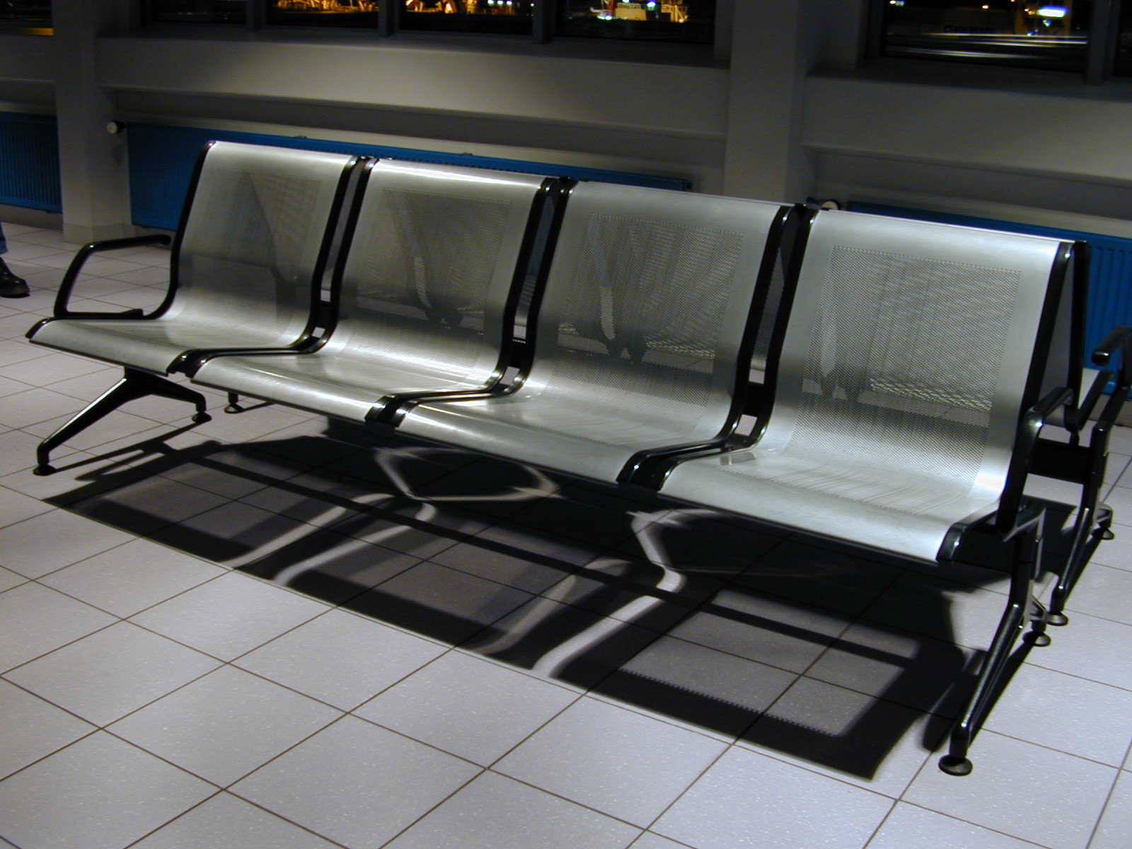 bench benches airport waiting room metal iron modern grates chair chairs