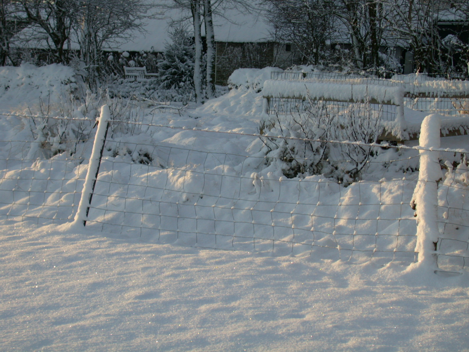 nature landscapes winter snow fence white garden backyard royalty free