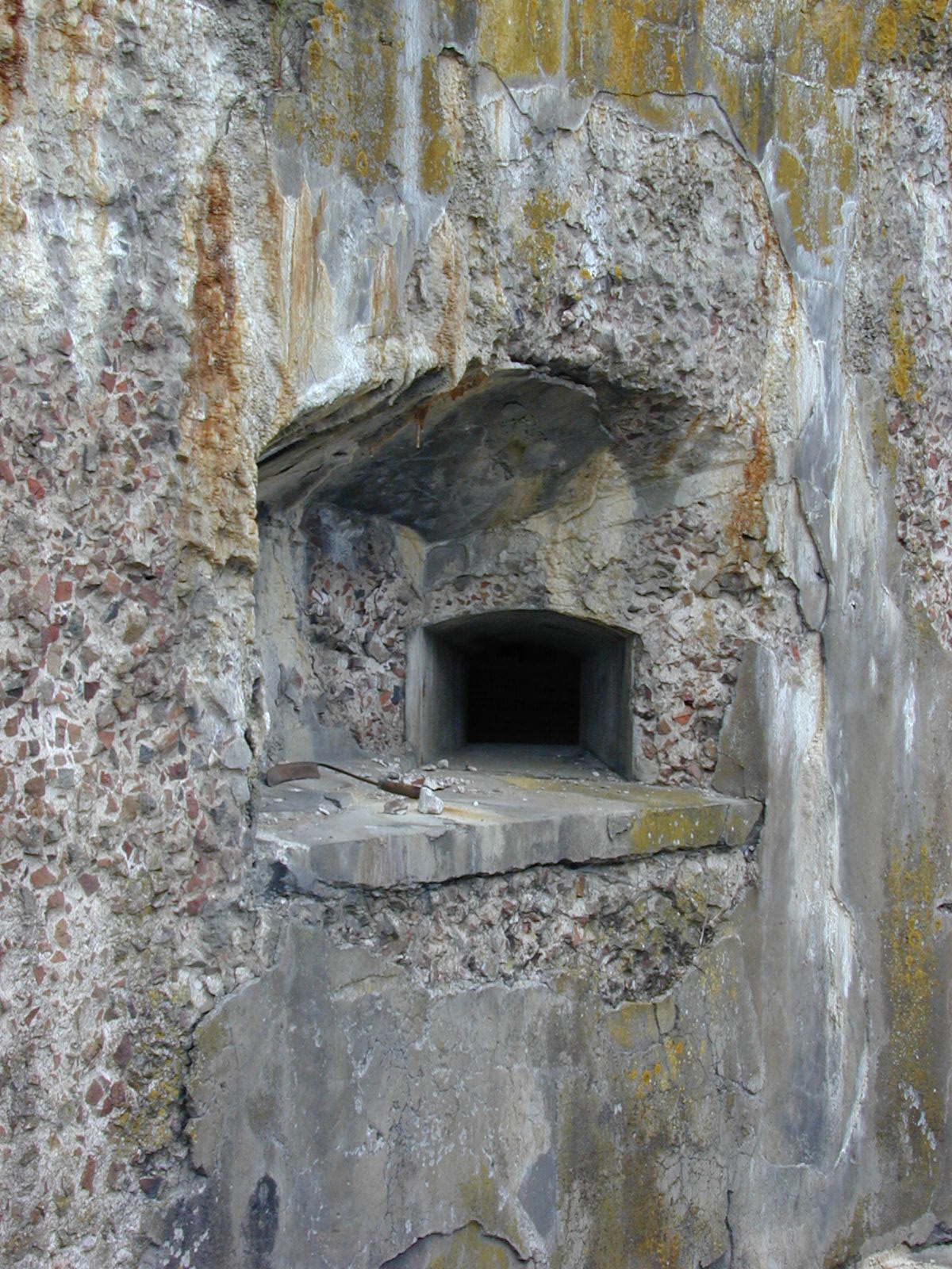 wall hole hard heavy for shooting looking out stone slab defense image