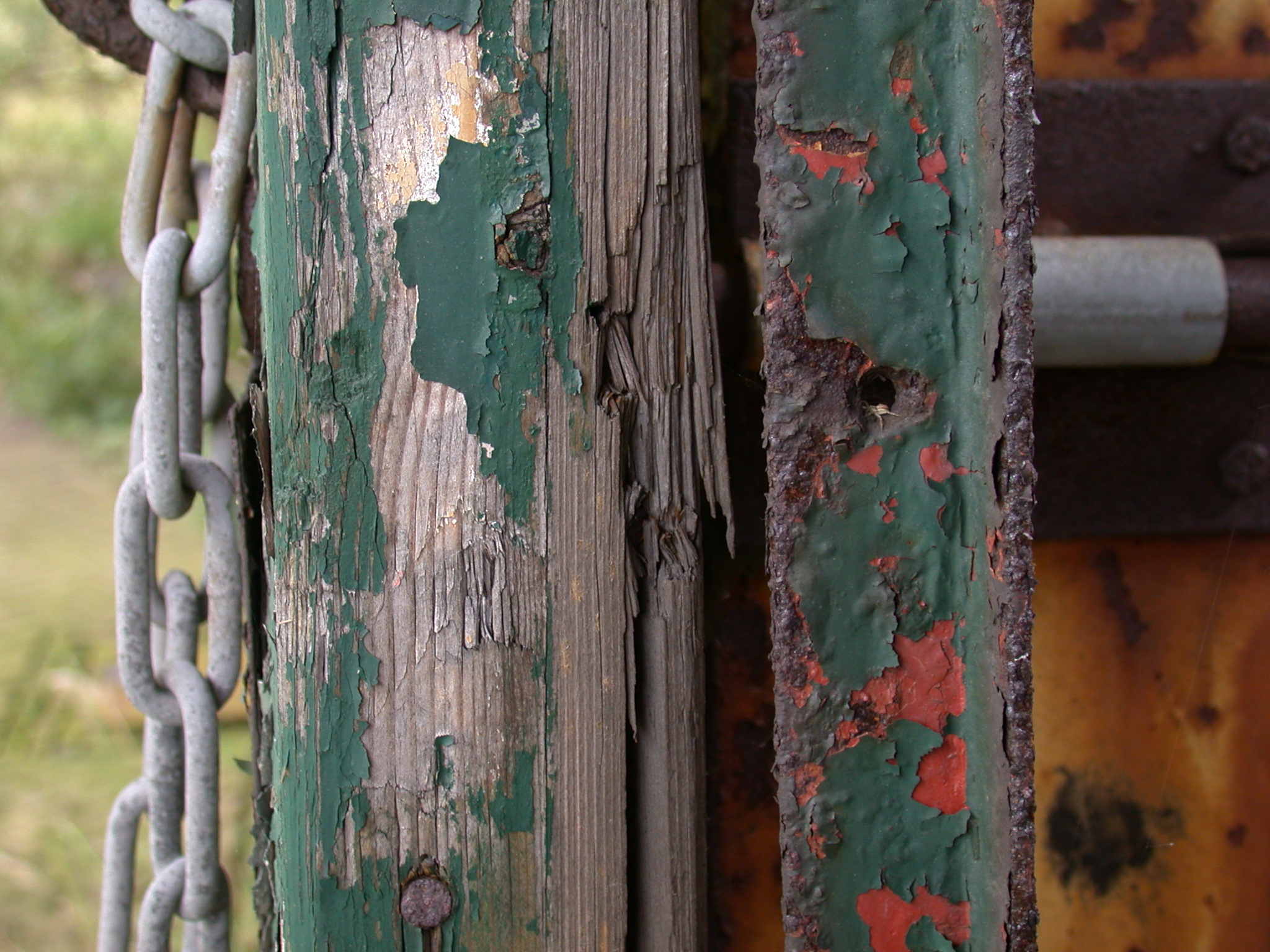 wood painted texture chain metal rusted weathered green nail