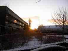 buildings sunset sunrise snow winter cold eva