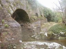 bridge stone moss water creek bricks