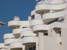 hotel rounded curves balcony balconies white