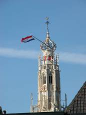 architecture exteriors haarlem cathedral tower white bakenessertoren bakenessertower queensday flag koninginnedag netherlands