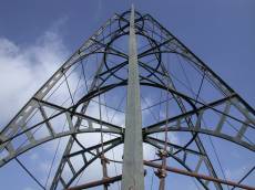 metal tower steel blue sky 