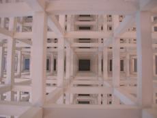 architecture interiors grid beams square squares tunnel