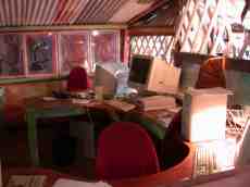 computers in african hut actually in the center of amsterdam monitors