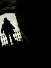 architecture interiors human silhouette tunnel tunnelling entrance doorway person stairs staircase