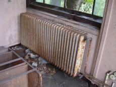 architecture interiors office abandonedfactory central heathing radiator rusted cobwebs