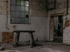 architecture interiors abandoned factory modern ruine decay bench