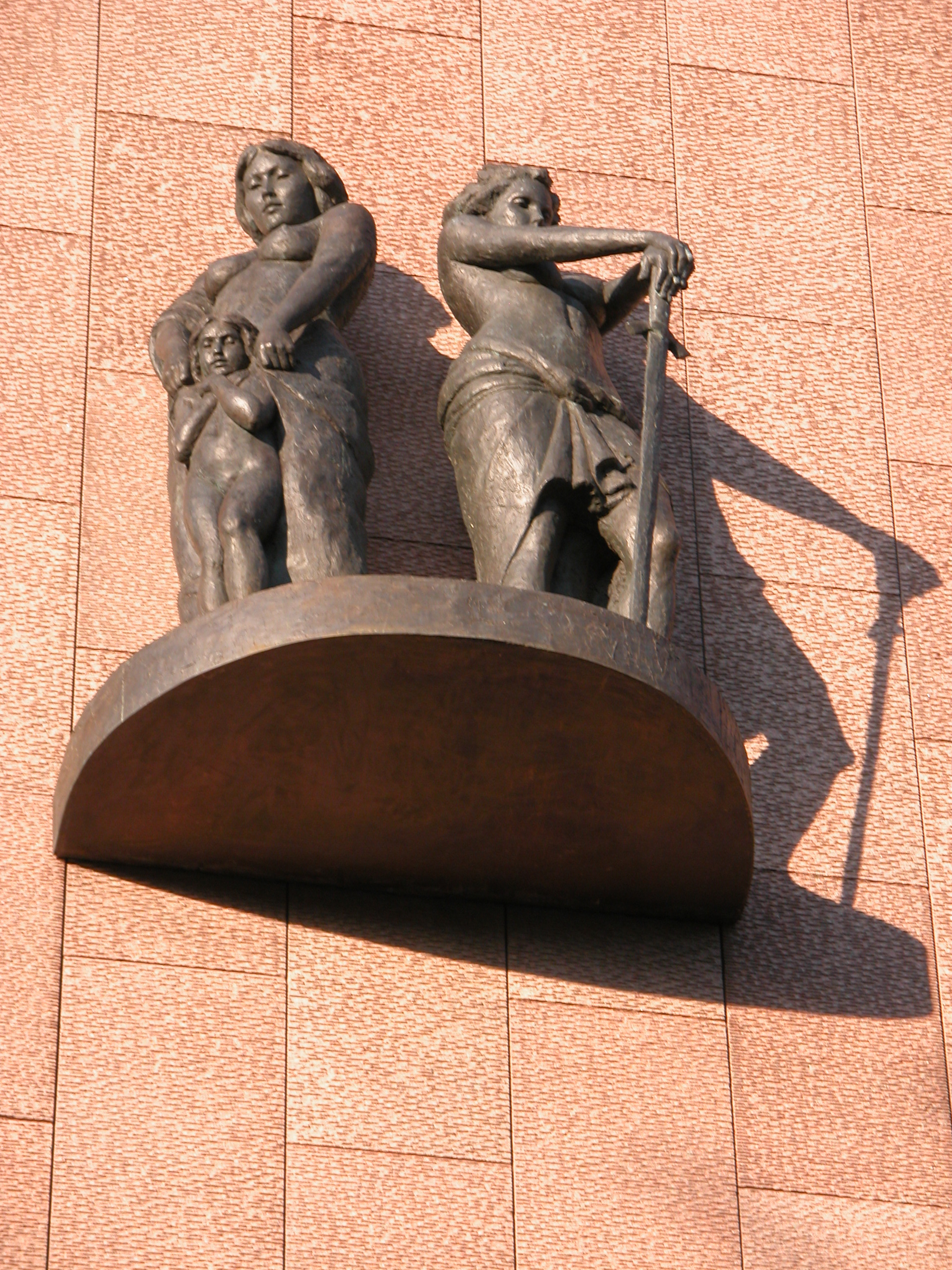 art sculptures woman child standing