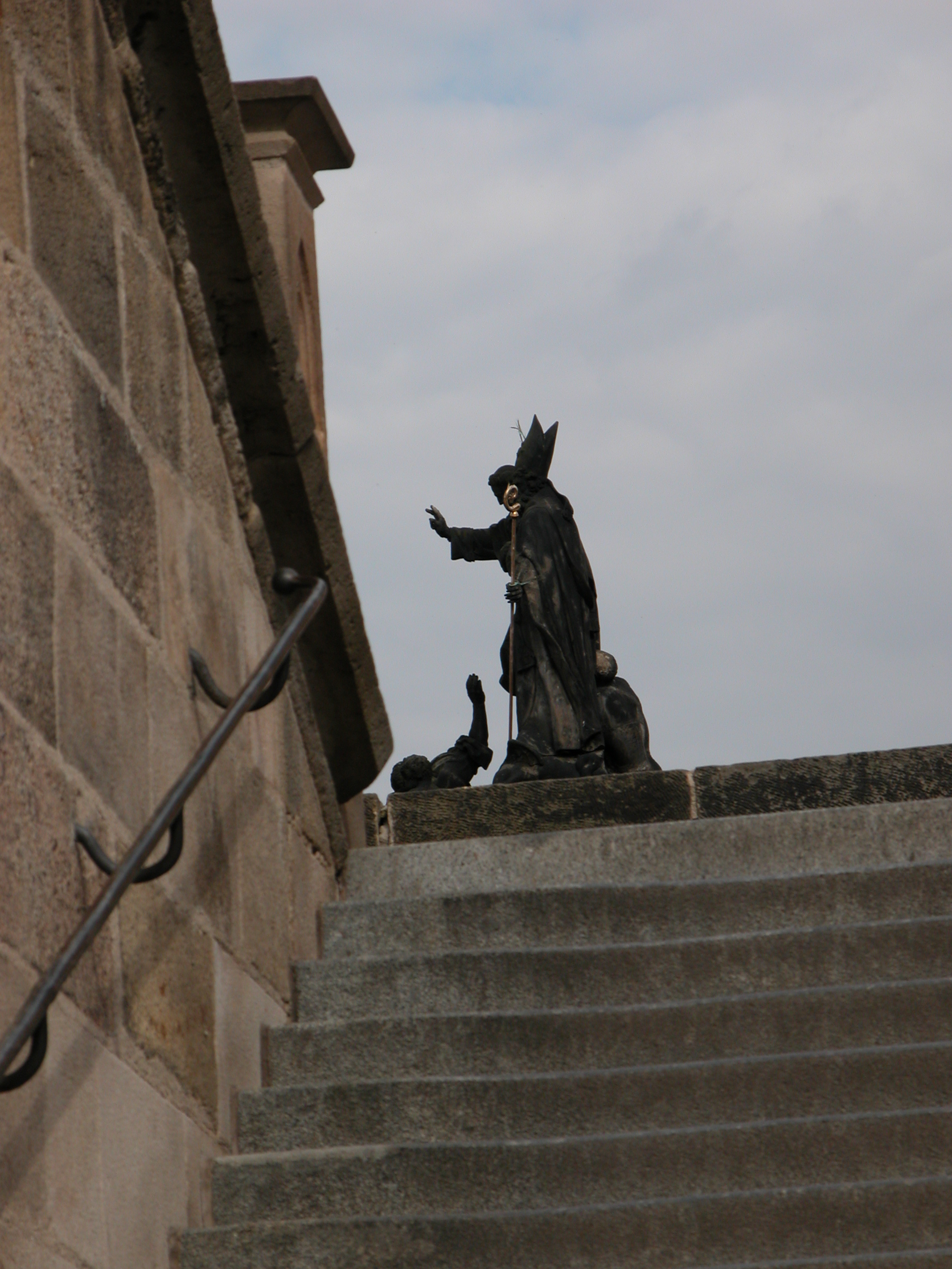 stairs staircase art sculptures backoff back off saint beggar