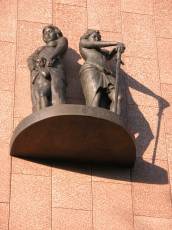 art sculptures woman child standing