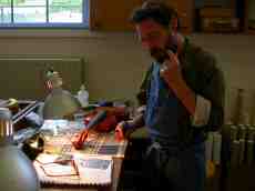 paul craftsman carpenter woodwork violin designs wood lamp glasses