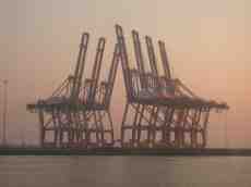 cranes port harbour of call containerships goods