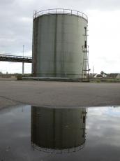 industry reflection container object metal concrete water cilinder