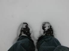 nature characters humanoids feet in snow boots shoes winter trousers bluejeans jeans