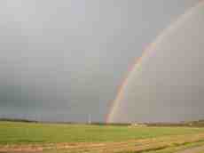 field horizon rainbow curved fields country