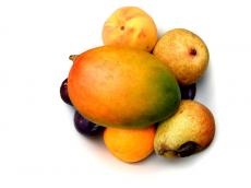 food pile fruit fruits mango peach plumb orange pear food