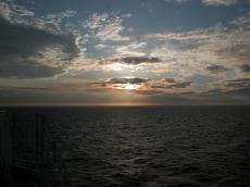 sunset sea water clouds dusk dawn