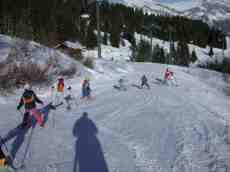 skying winter mountain slope children lesson