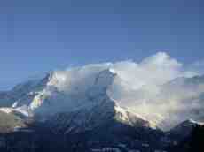 mountain mountains spectacular view blue snow capped peak peaked clouds