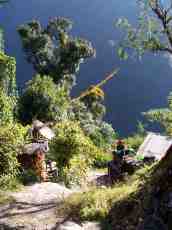 annet village forrest path woman mountain