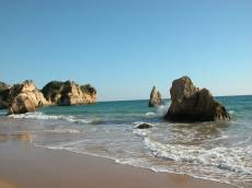 island water waves breaking paradise craggy rock islands portugal beach beachscape