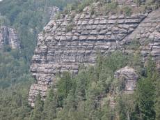 mountains cliffs forest