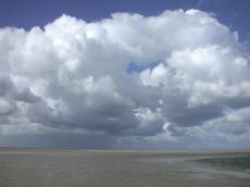 sky beach sand dunes cloud clouds blue white horizon