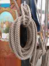 rope ship onboard gray rigging