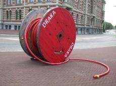 objects telecom telecommunication roll wire glassfibre fibre wood wooden circle red amsterdam