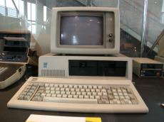 computer objects antique ibm monitor terminal keyboard diskdrive beige plastic