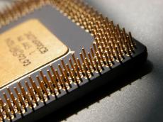 chip microchip electronics pins small little square golden copper