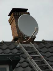 dish roof rooftop satellite satellite-dish ladder cable tv television reception round