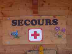 sign wood cross medical hospital red