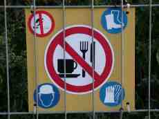 sign signs warning no smoking food hard hat safety