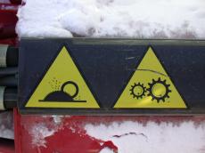 snow signs sign yellow warning gear cogwheel cogwheels snow sticker metal pictogram