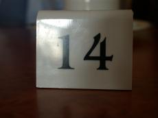 14 fourteen number table sign white