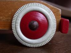 wheel toy cart wooden round red brown white glossy heros