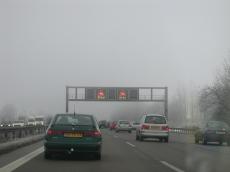 freeway fog cars road 
