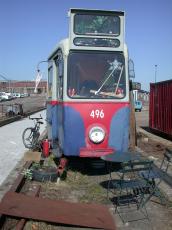 broken down tram vehicle public transport front
