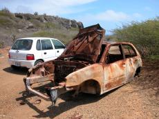 car wreck rusted metal body