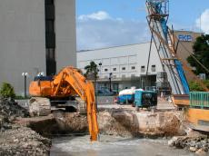 construction site digger machinery hyandai working