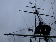 ship tallship tall mast high dark rigging flag ropes