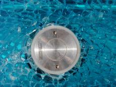 glass broken blue bullet stuck shot shred shards window