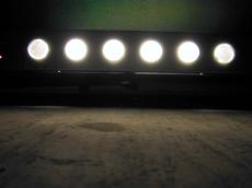 light lights floodlight floodlights multiple six round bright shining
